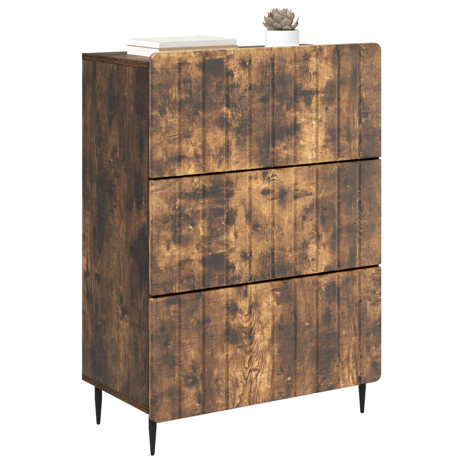vidaXL Drawer Cabinet 66 x 34.5 x 92 cm Engineered Wood Smoked Oak 3