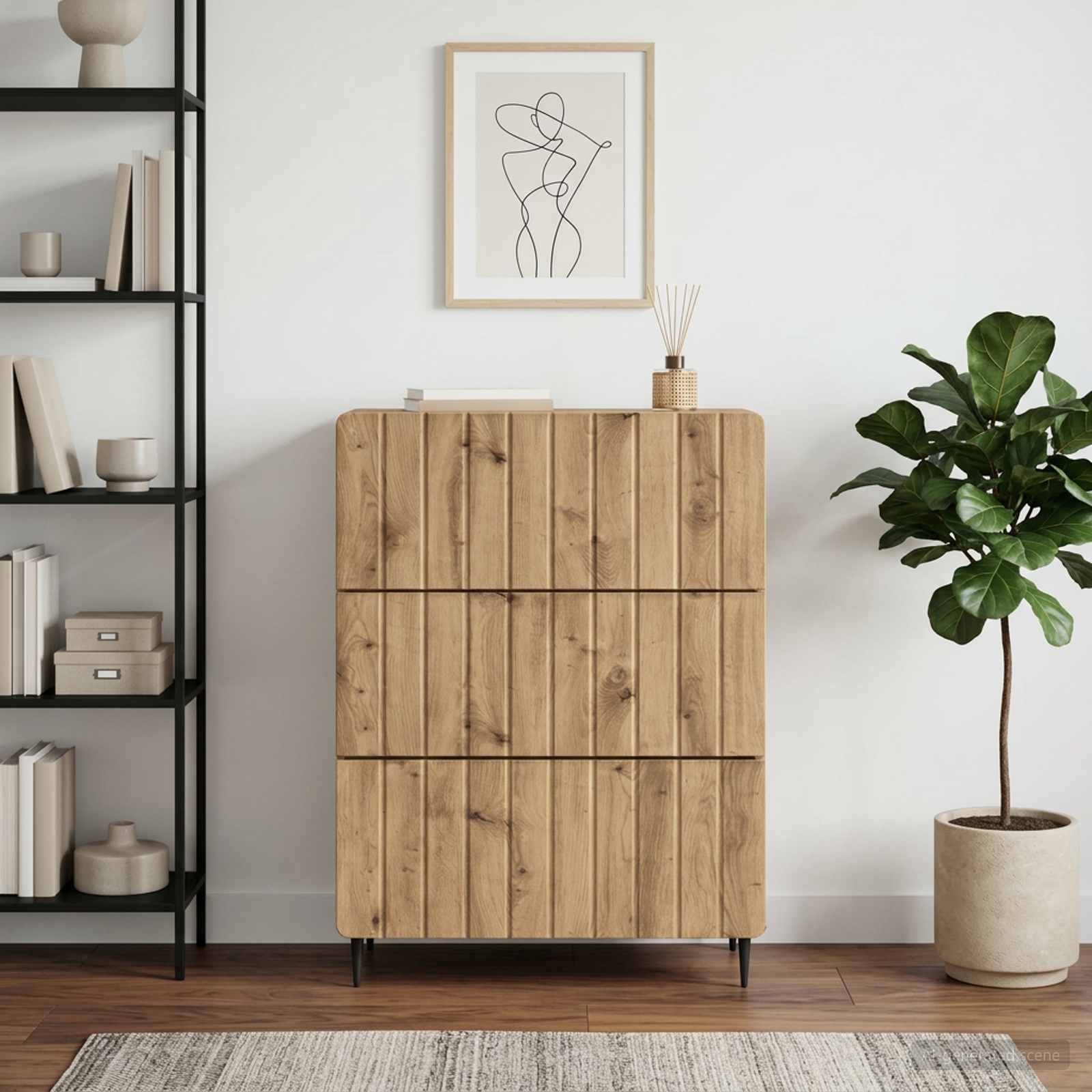 vidaXL Drawer Cabinet 66 x 34.5 x 92 cm Engineered Wood Artisan Oak 1