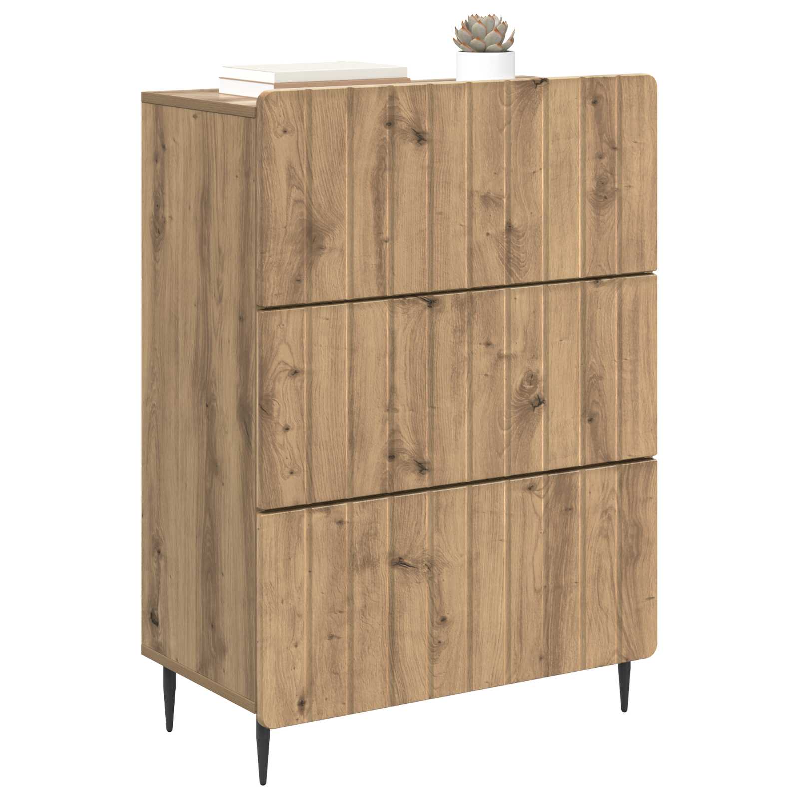 vidaXL Drawer Cabinet 66 x 34.5 x 92 cm Engineered Wood Artisan Oak 3