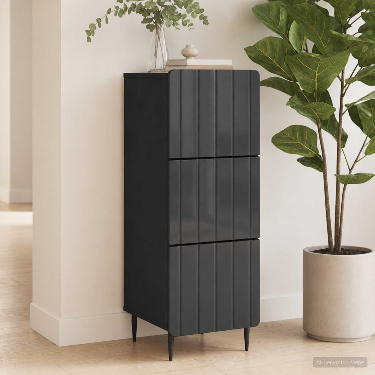Drawer Cabinet Engineered Wood Black, image 4