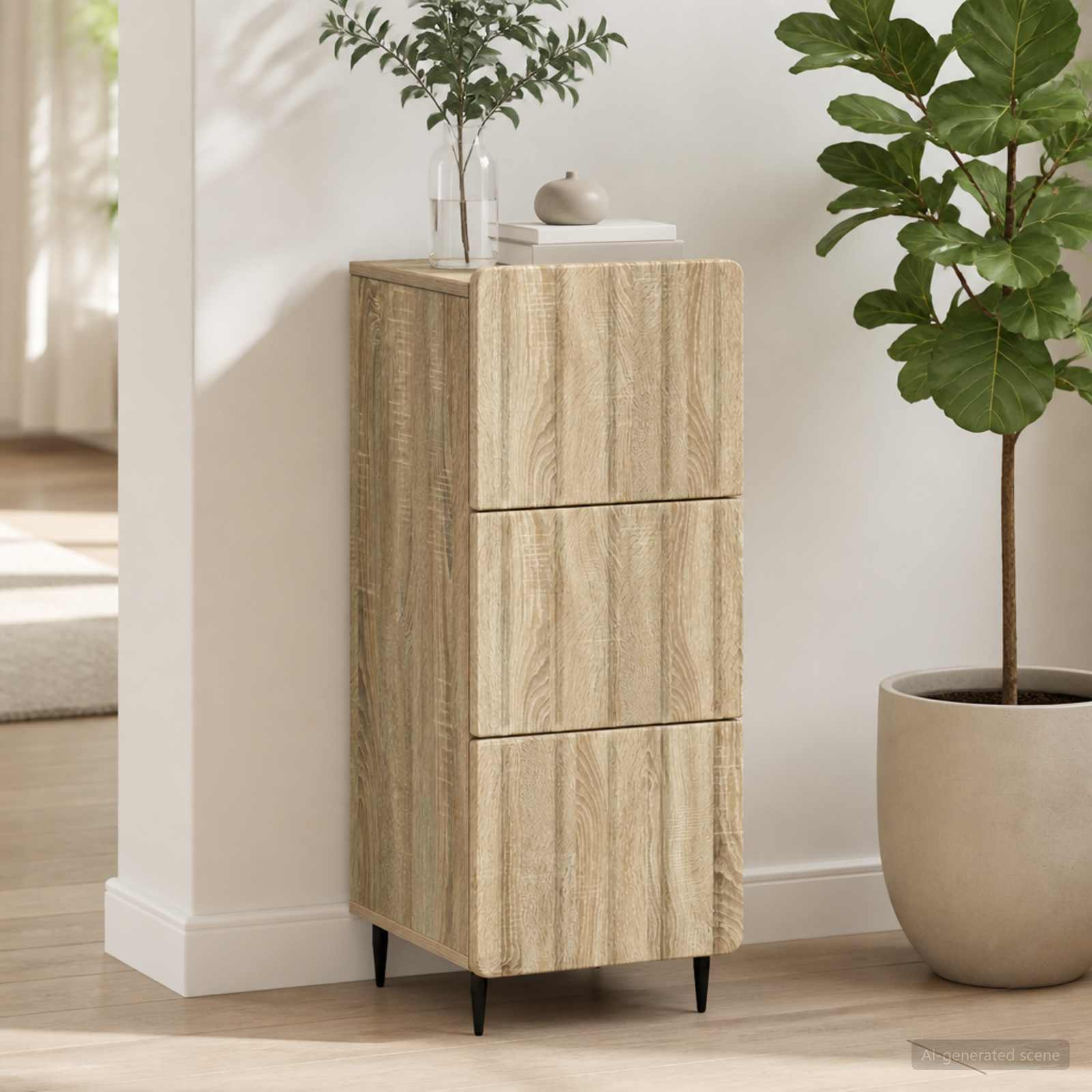 vidaXL Drawer Cabinet 33 x 34.5 x 92 cm Engineered Wood Sonoma Oak 1
