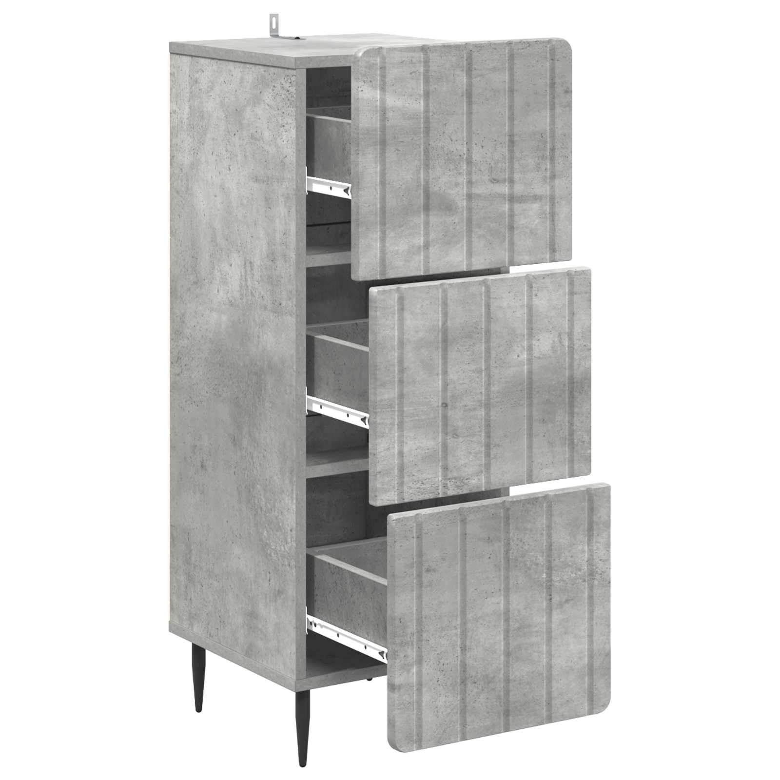 vidaXL Drawer Cabinet 33 x 34.5 x 92 cm Engineered Wood Concrete Grey 5