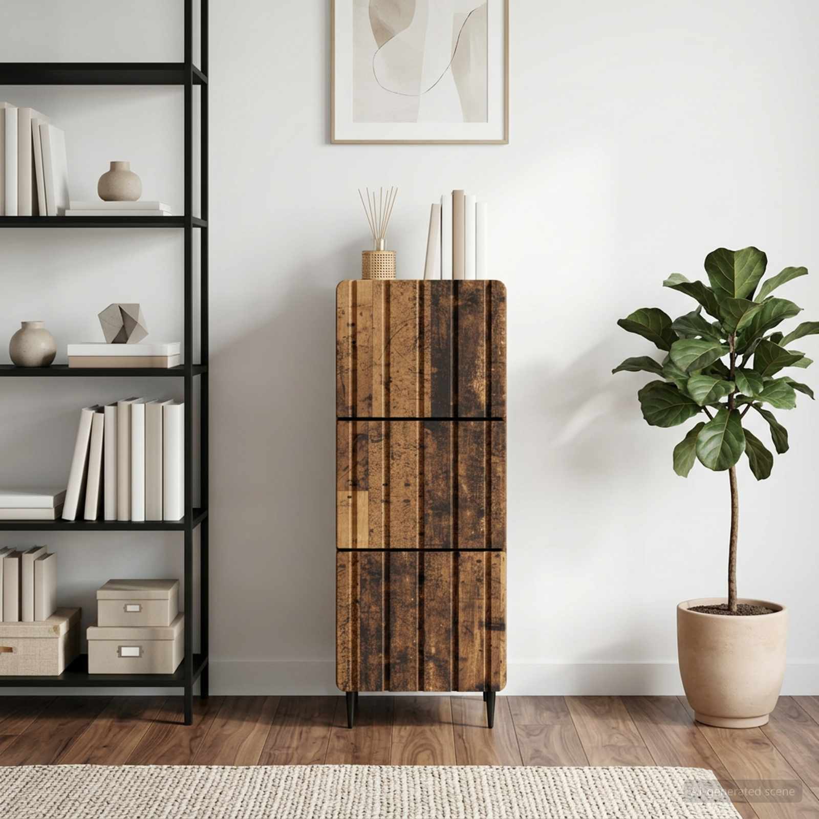 vidaXL Drawer Cabinet 33 x 34.5 x 92 cm Engineered Wood Old Wood 4