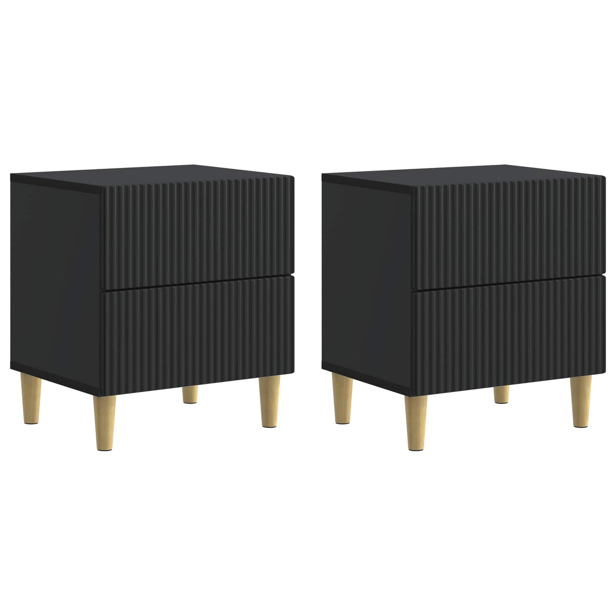 vidaXL Bedside Cabinet 2 pcs Black 43 x 34.5 x 48 cm Engineered Wood 2