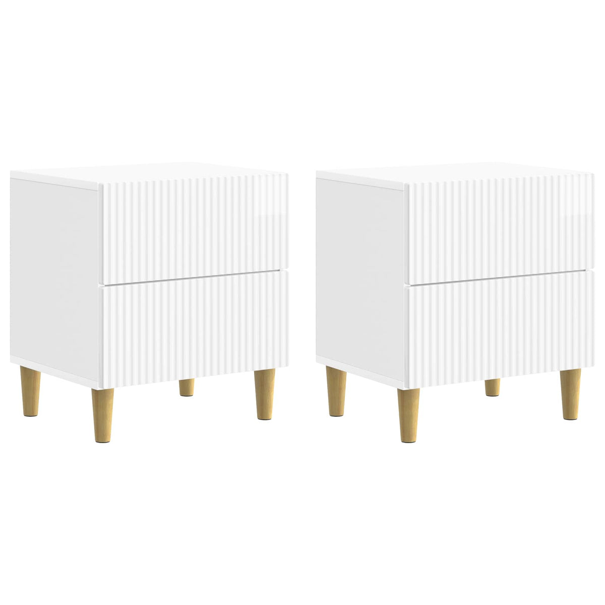 vidaXL Bedside Cabinet 2 pcs High Gloss White 43 x 34.5 x 48 cm 2