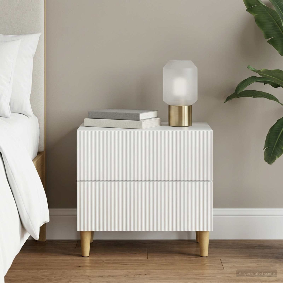 Bedside Cabinet Engineered Wood in White
