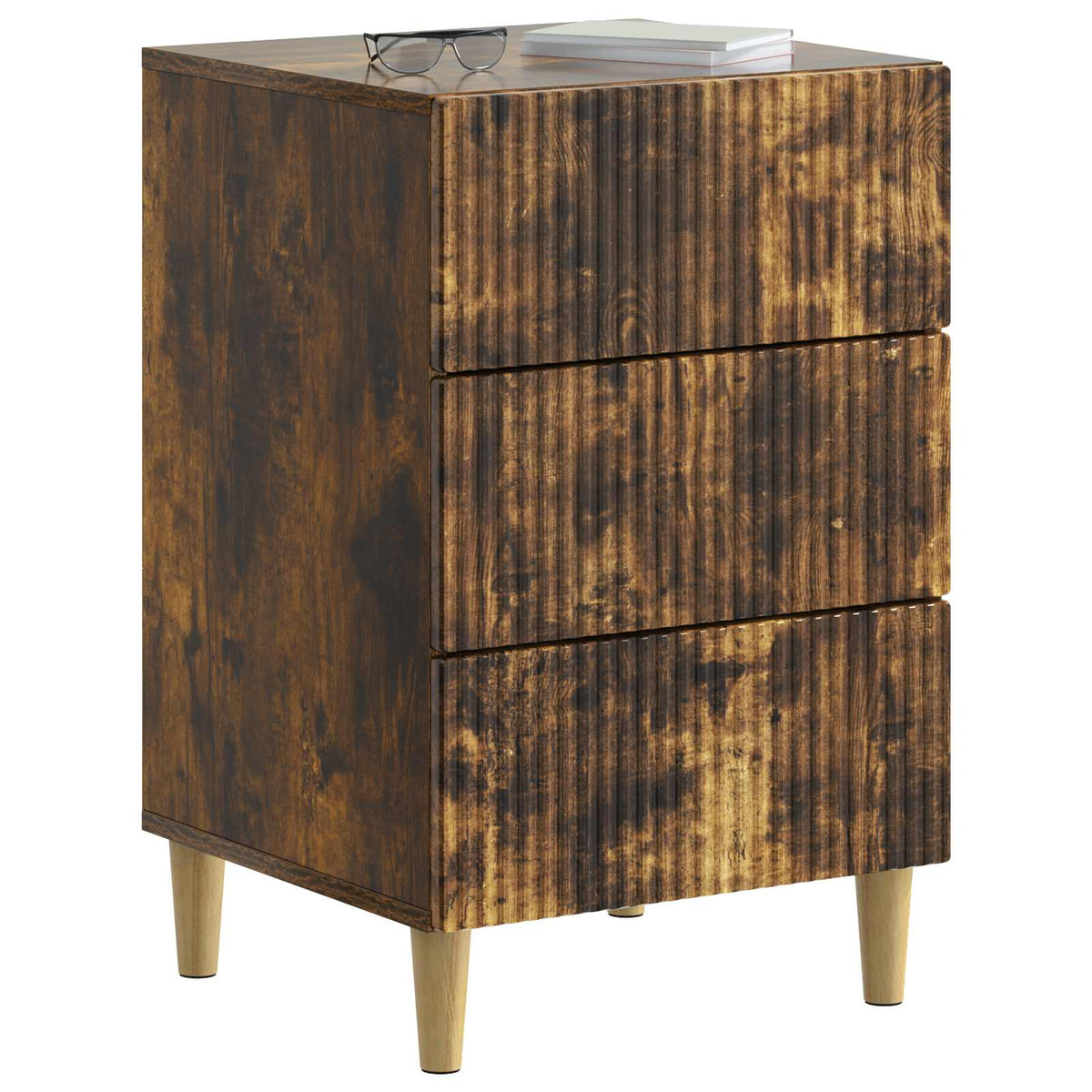 vidaXL Bedside Cabinet Smoked Oak 43 x 41 x 66.5 cm Engineered Wood 3