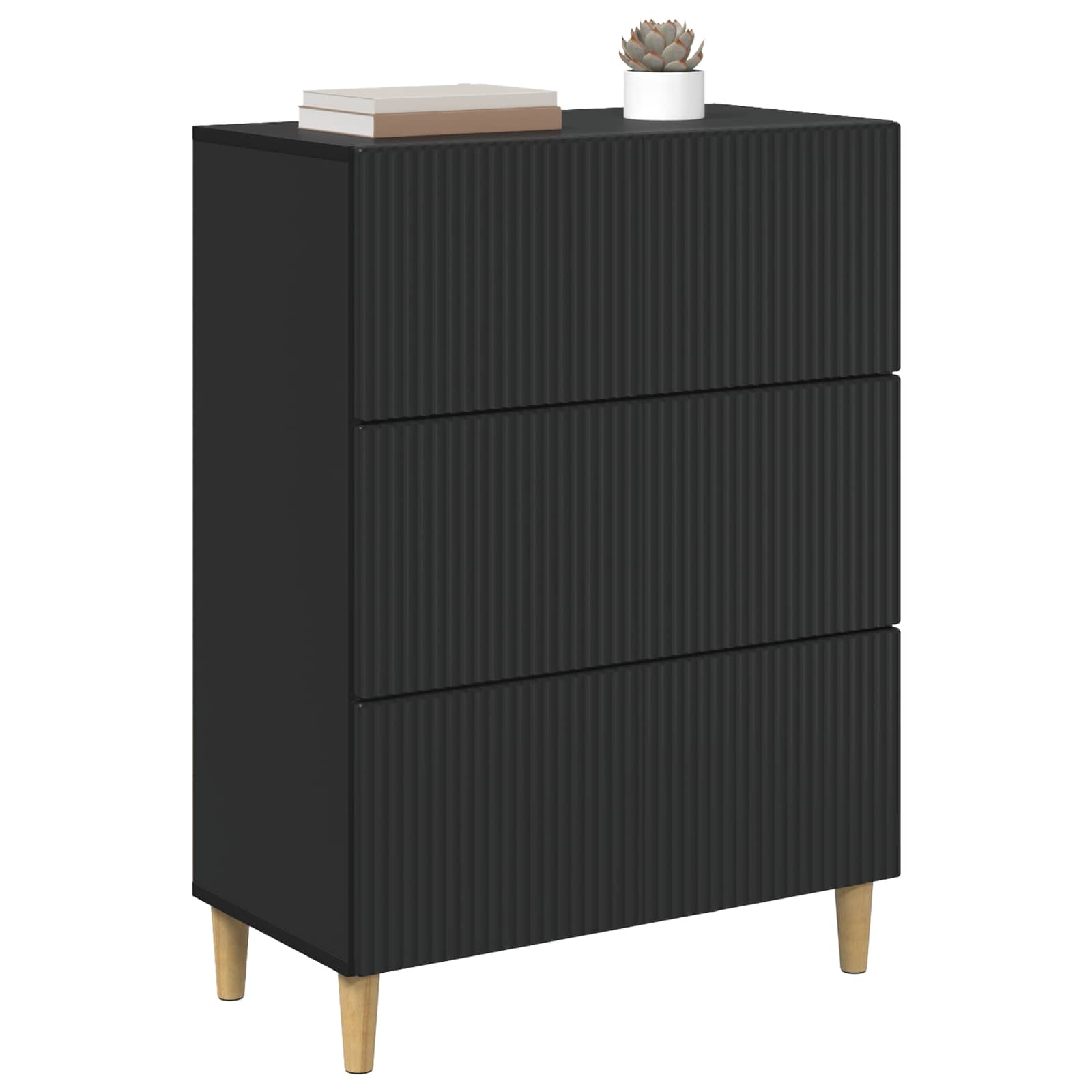 vidaXL Drawer Cabinet 66 x 34.5 x 90 cm Engineered Wood Black 3