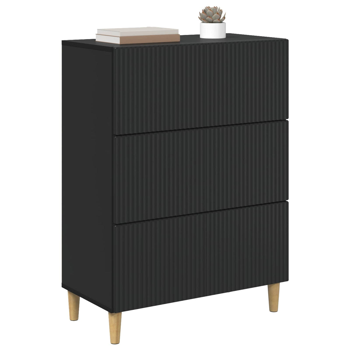 Drawer Cabinet 66 x 34.5 x 90 cm Engineered Wood Black