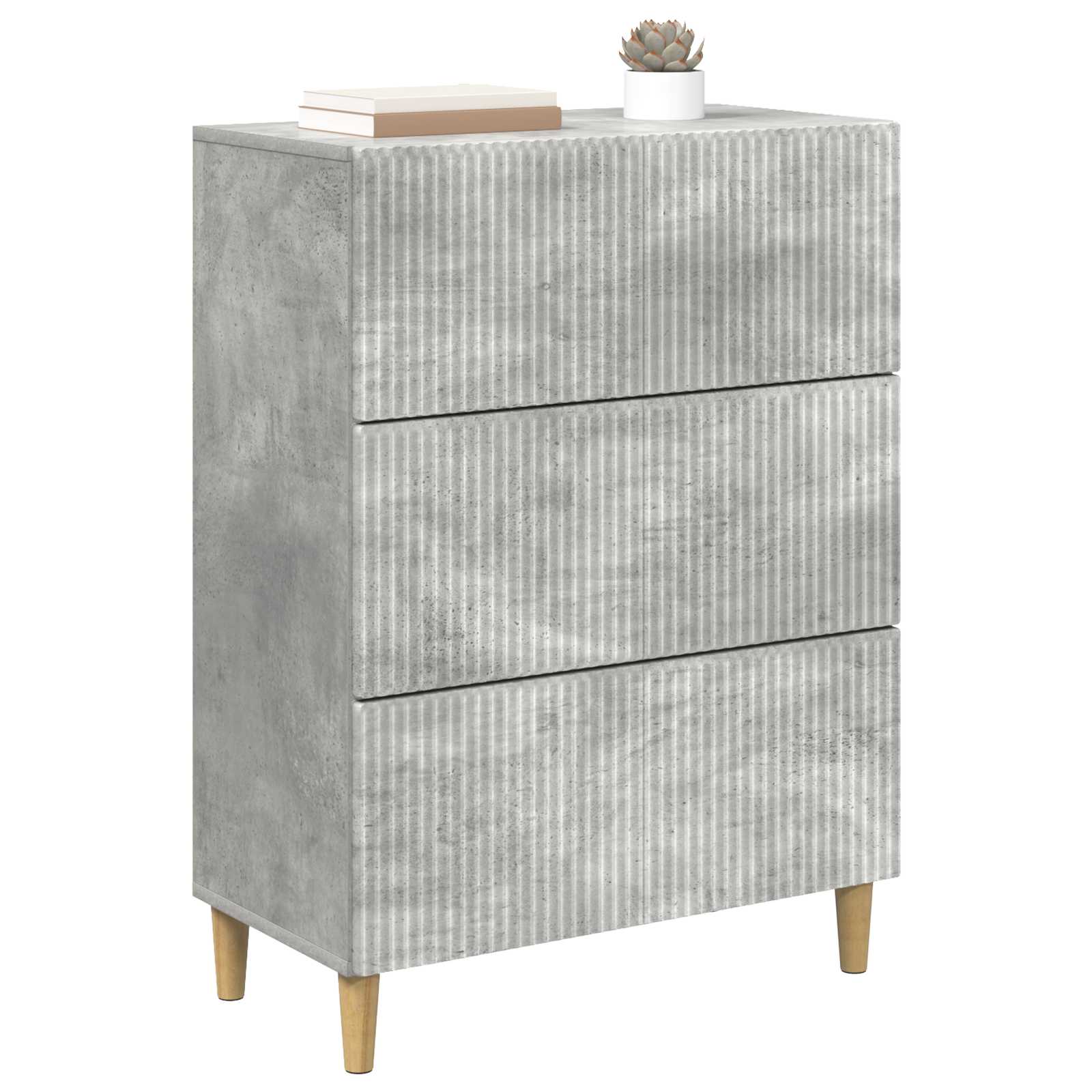 vidaXL Drawer Cabinet 66 x 34.5 x 90 cm Engineered Wood Concrete Grey 3