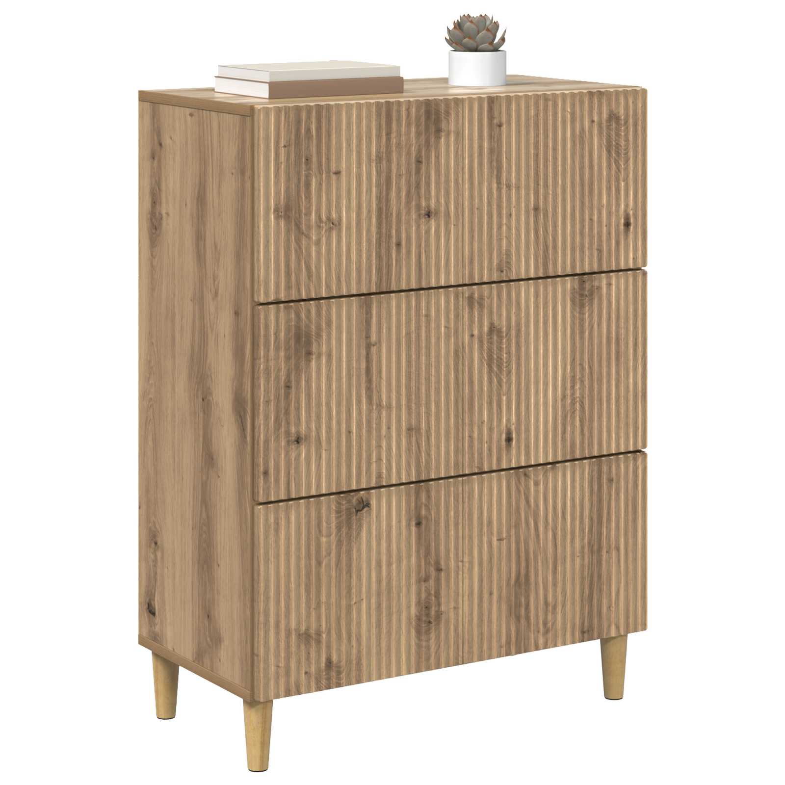 vidaXL Drawer Cabinet 66 x 34.5 x 90 cm Engineered Wood Artisan Oak 3