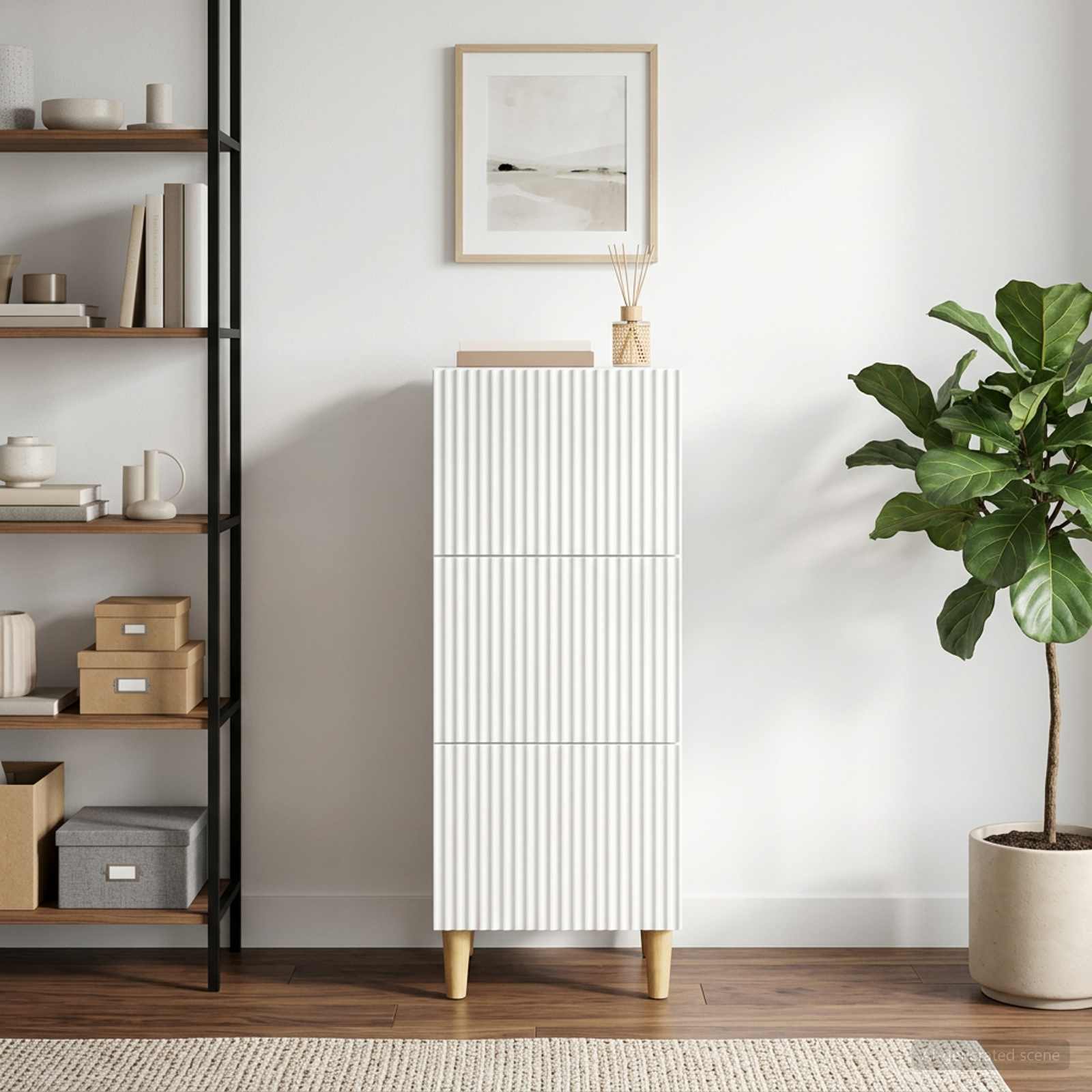vidaXL Drawer Cabinet White 33 x 34.5 x 90 cm Engineered Wood 4