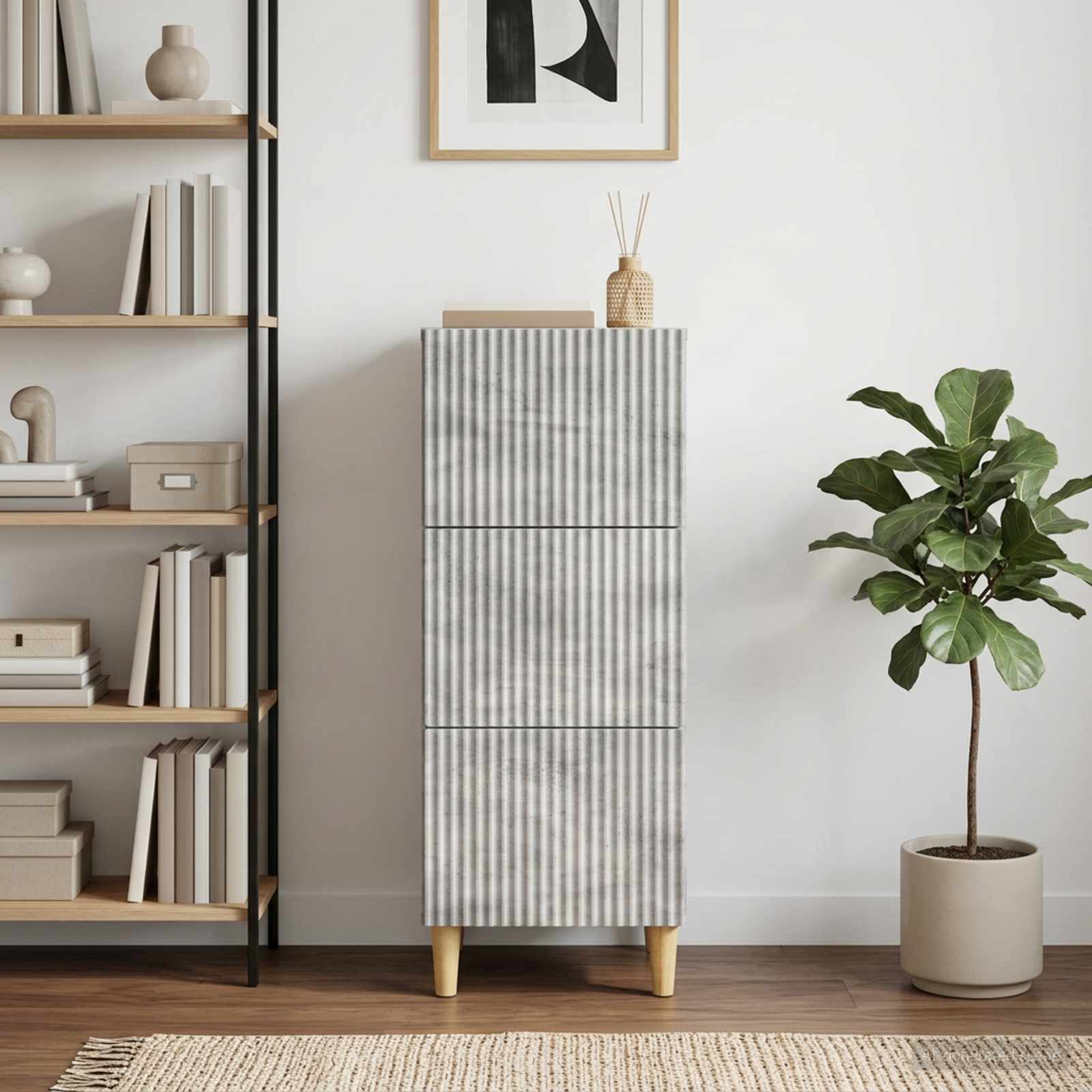vidaXL Drawer Cabinet Concrete Grey 33 x 34.5 x 90 cm Engineered Wood 1