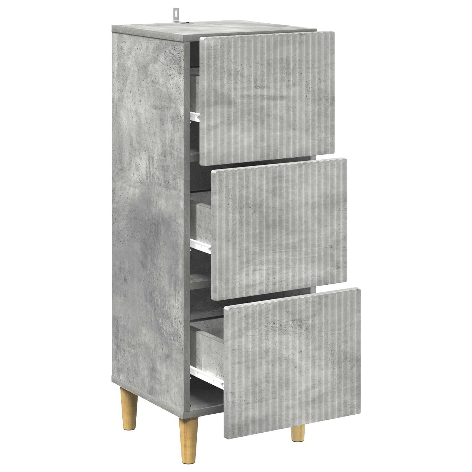 vidaXL Drawer Cabinet Concrete Grey 33 x 34.5 x 90 cm Engineered Wood 5