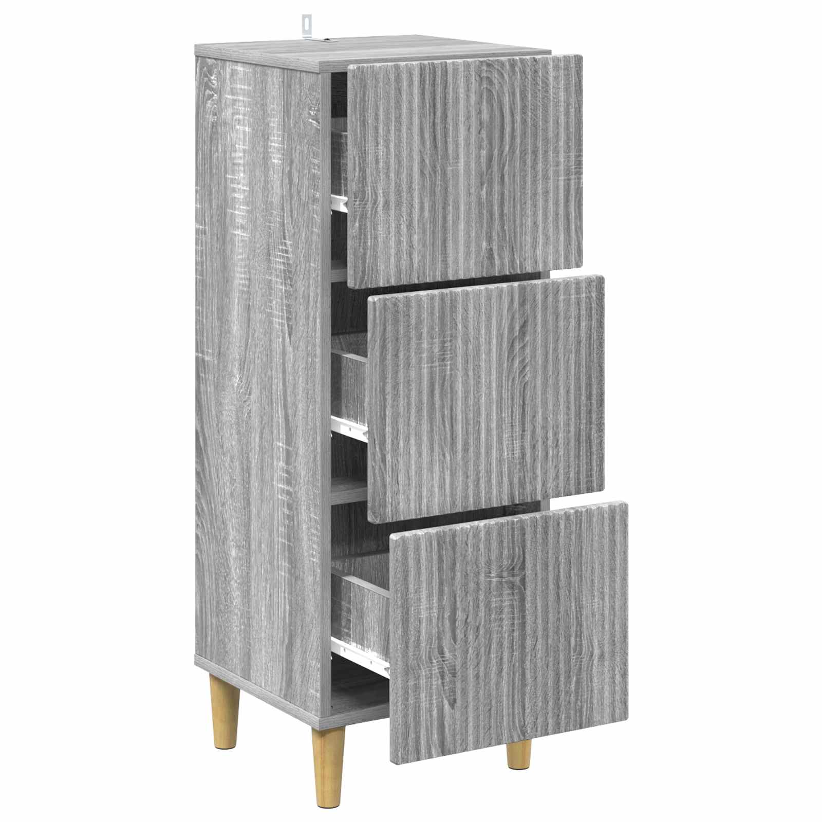 vidaXL Drawer Cabinet Grey Sonoma 33 x 34.5 x 90 cm Engineered Wood 5