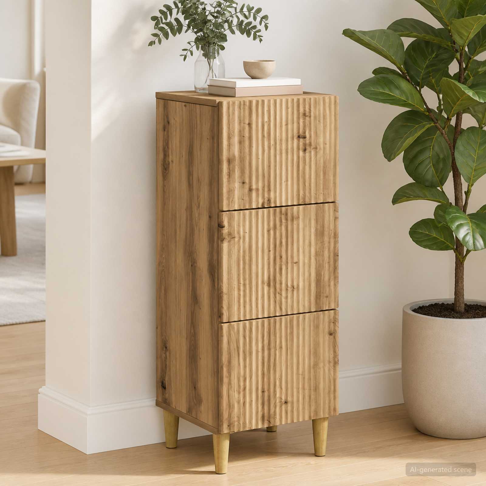 vidaXL Drawer Cabinet 33 x 34.5 x 90 cm Engineered Wood Artisan Oak 1