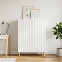 Sideboard 66 x 34.5 x 95 cm Engineered Wood High gloss white