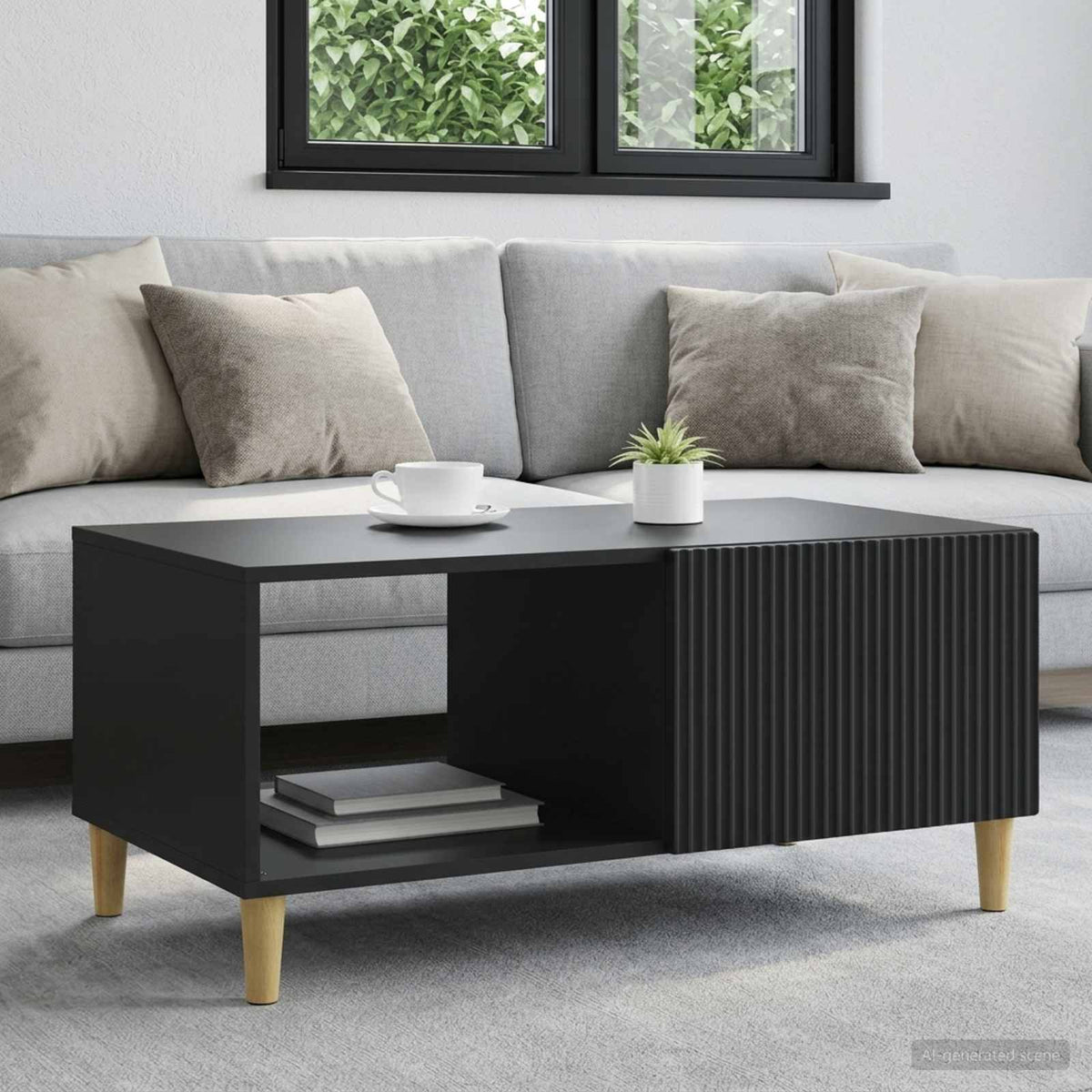 Coffee Table 90 x 50 x 40 cm Engineered Wood Black