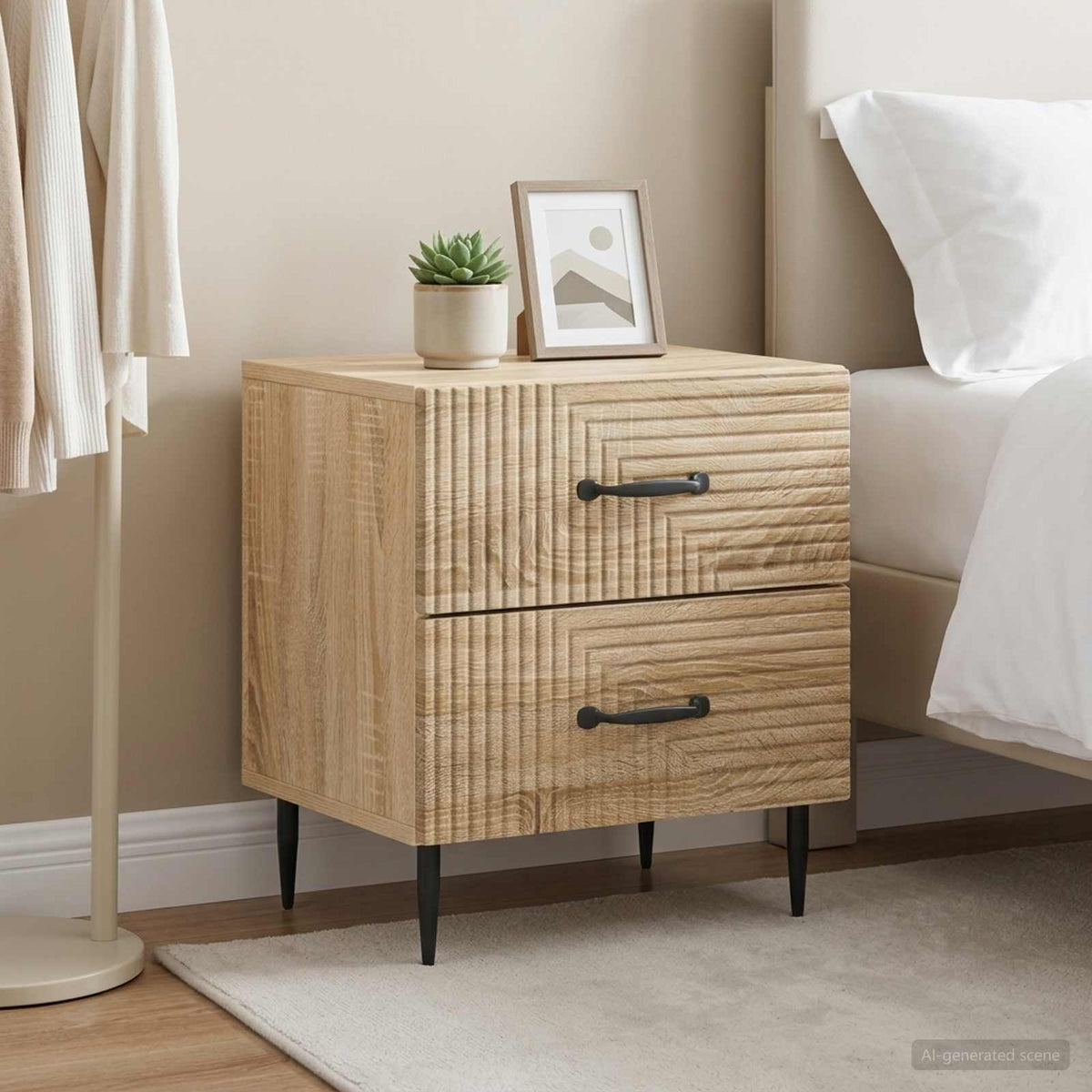 vidaXL Bedside Cabinet 2 pcs Sonoma Oak 43 x 34.5 x 47.5 cm 1