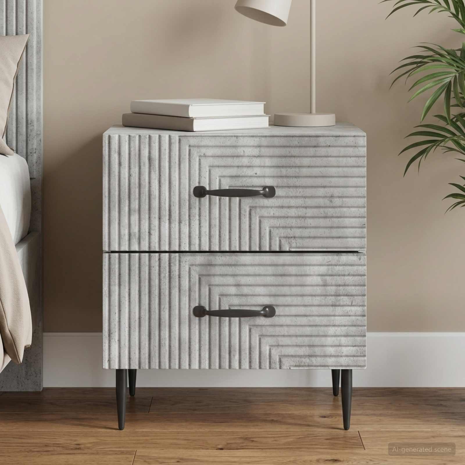Bedside Cabinet Concrete Grey