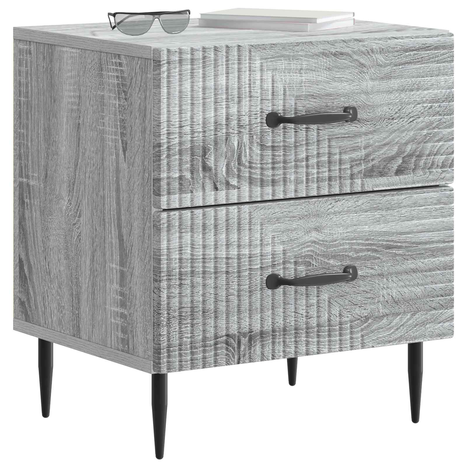 vidaXL Bedside Cabinet Grey Sonoma 43 x 34.5 x 47.5 cm Engineered Wood 3