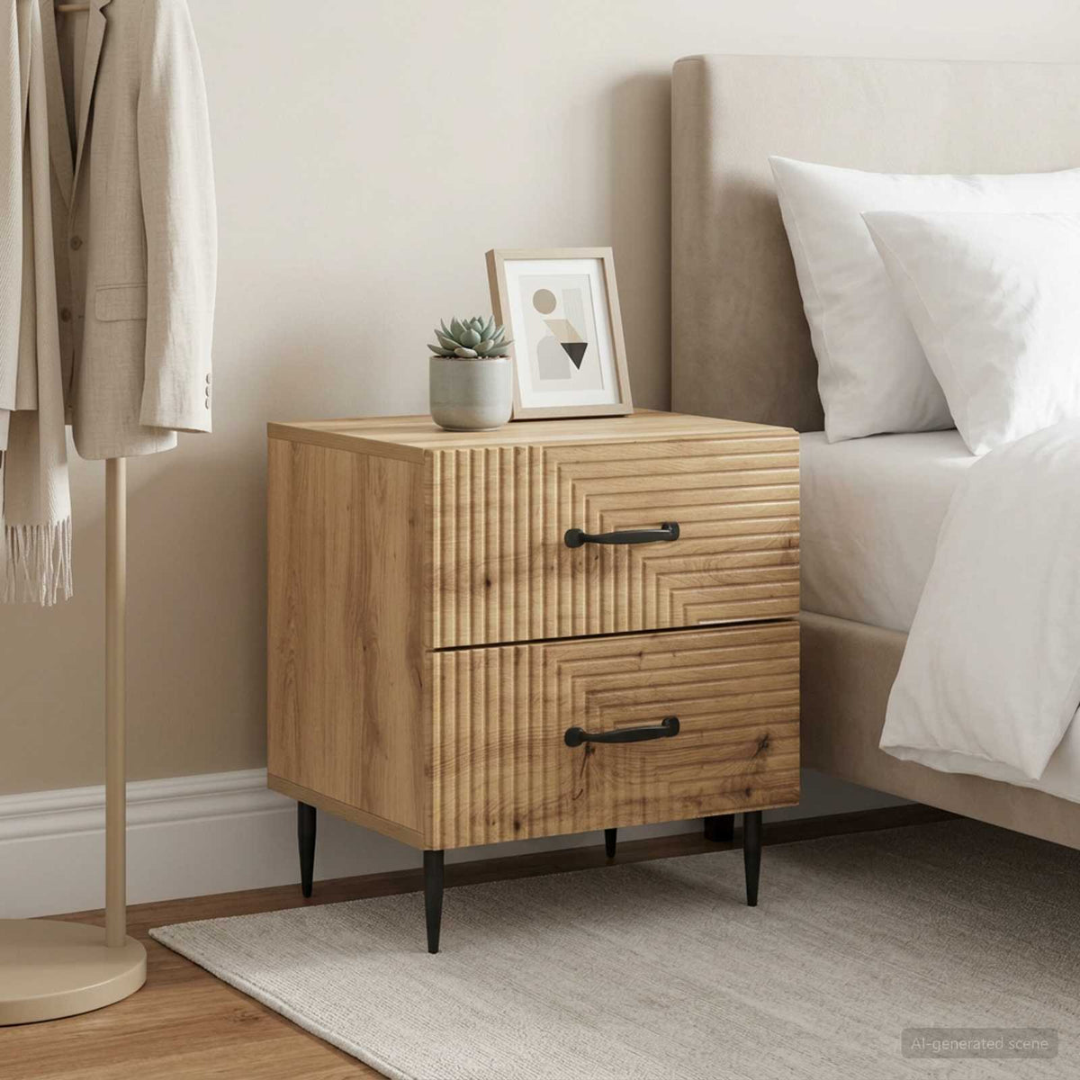 vidaXL Bedside Cabinet 2 pcs Artisan Oak 43 x 34.5 x 47.5 cm 4