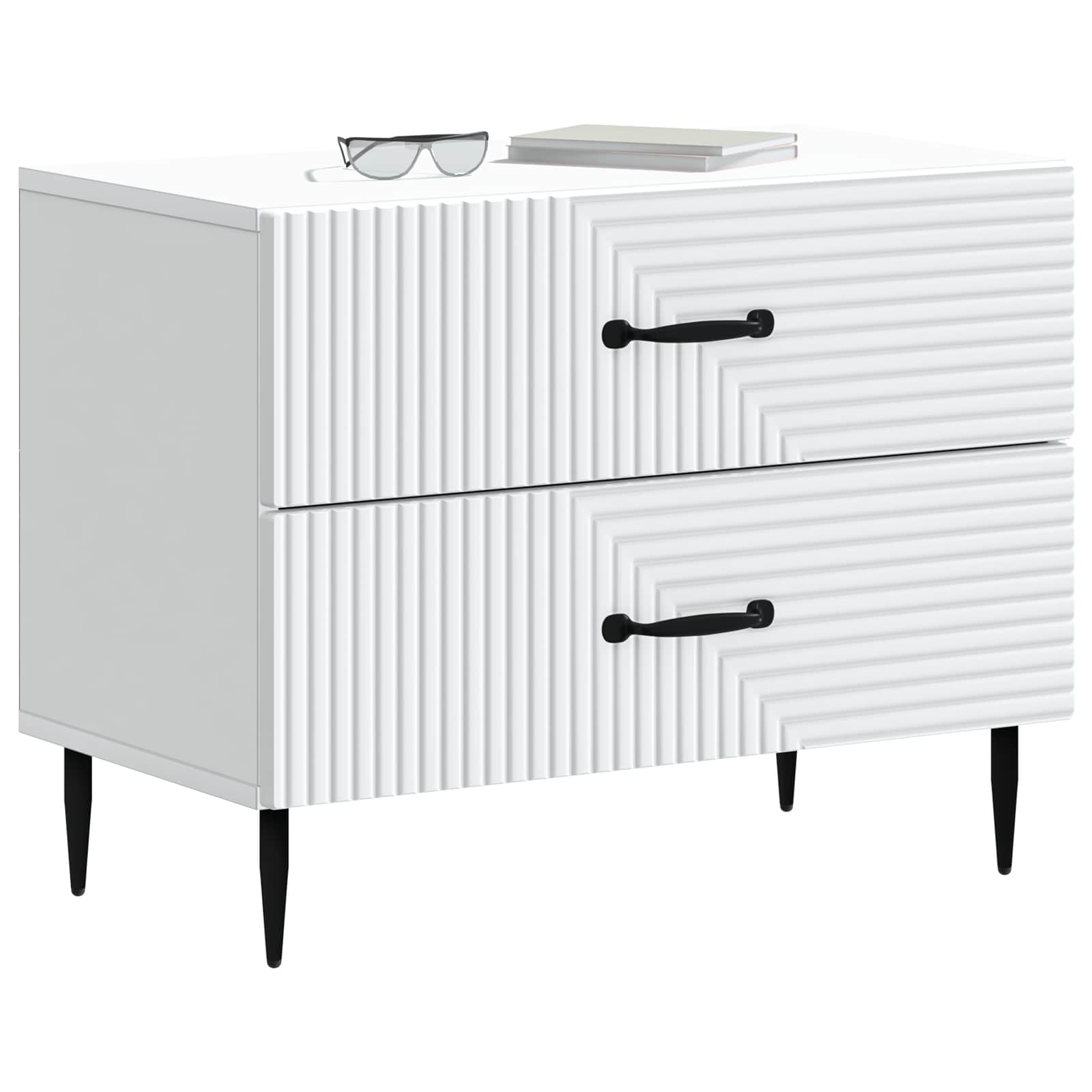 vidaXL Bedside Cabinet White 62 x 34.5 x 47.5 cm Engineered Wood 3