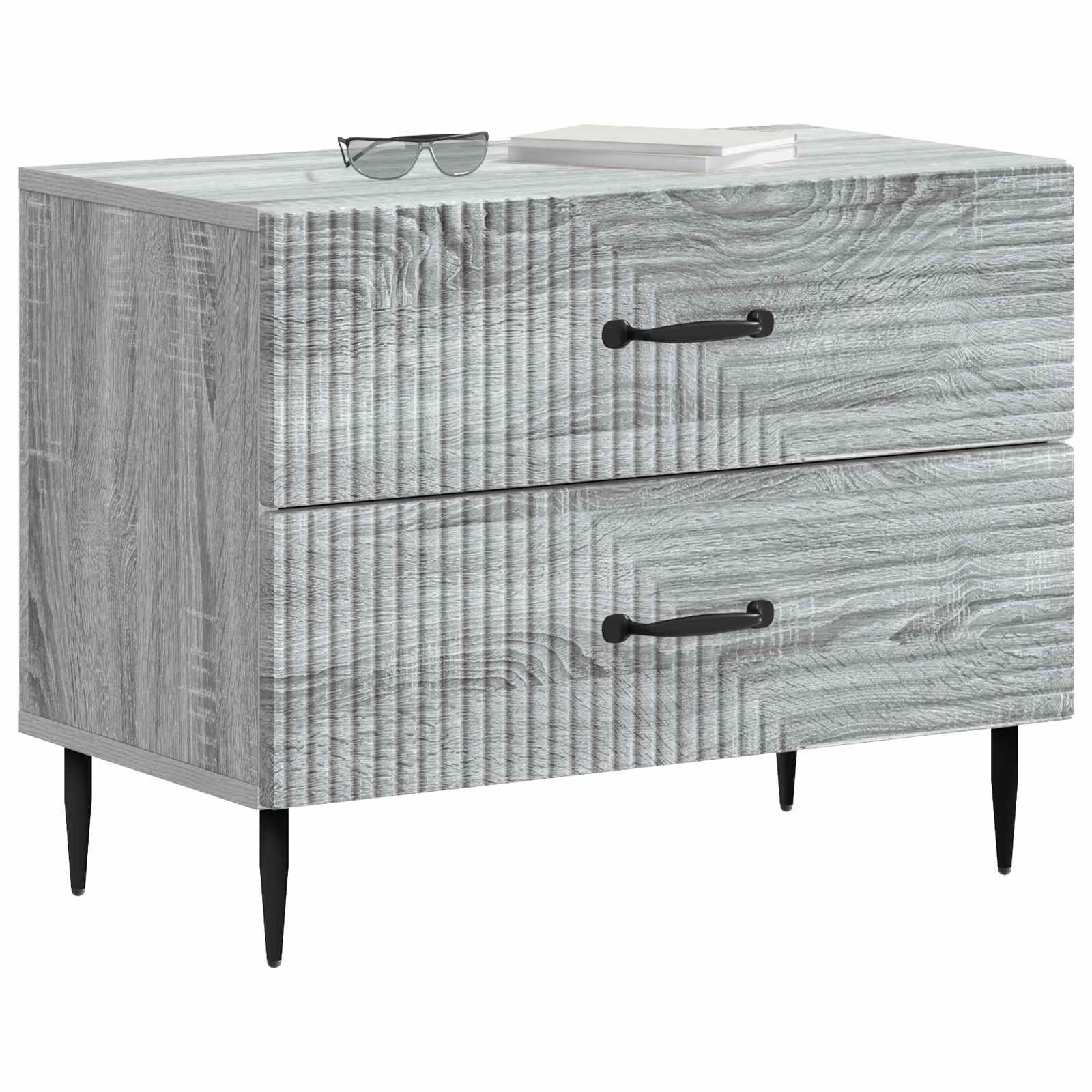 vidaXL Bedside Cabinet Grey Sonoma 62 x 34.5 x 47.5 cm Engineered Wood 3