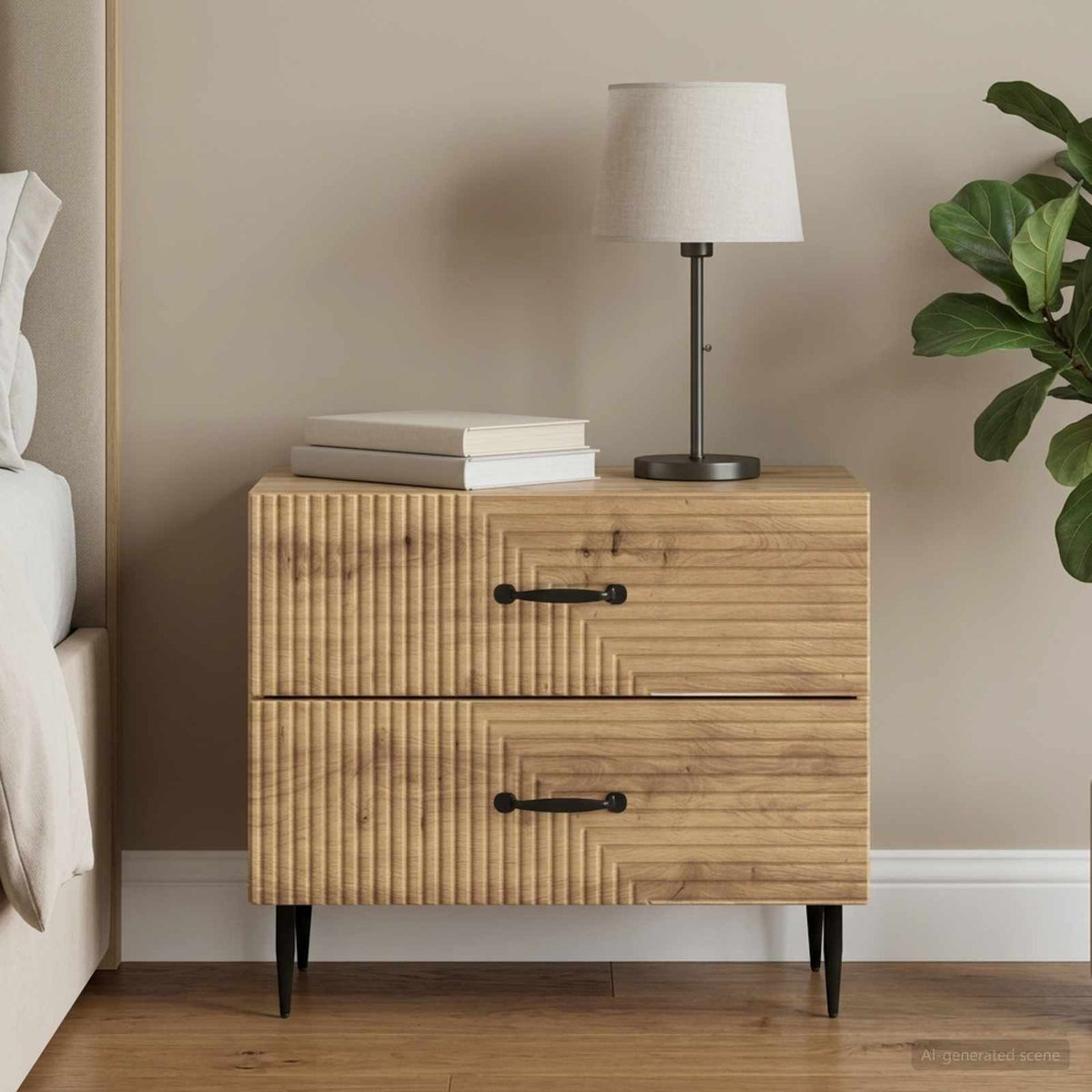 Bedside Cabinet Engineered Wood in Artisan Oak