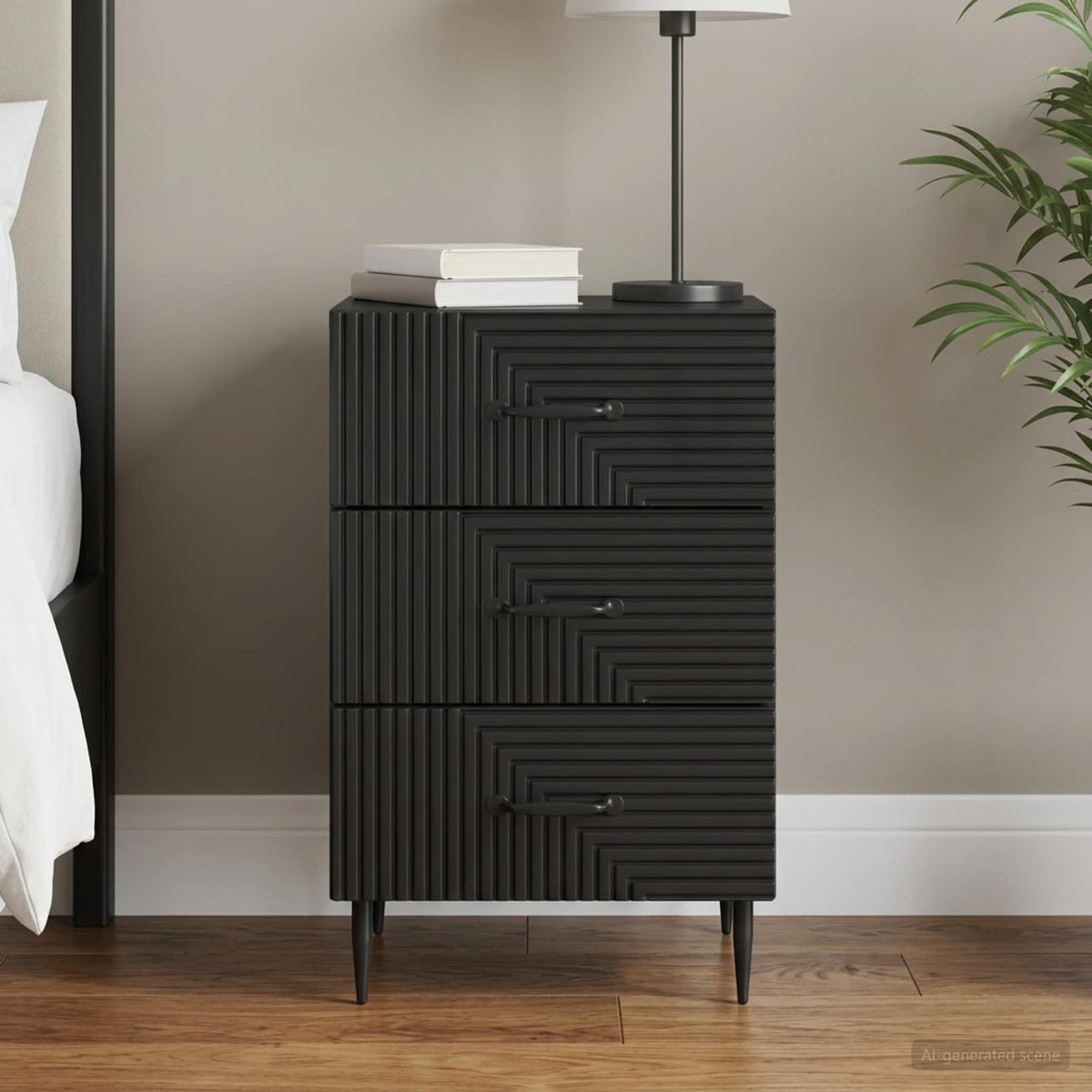 vidaXL Bedside Cabinet Black 43 x 41 x 66.5 cm Engineered Wood 1
