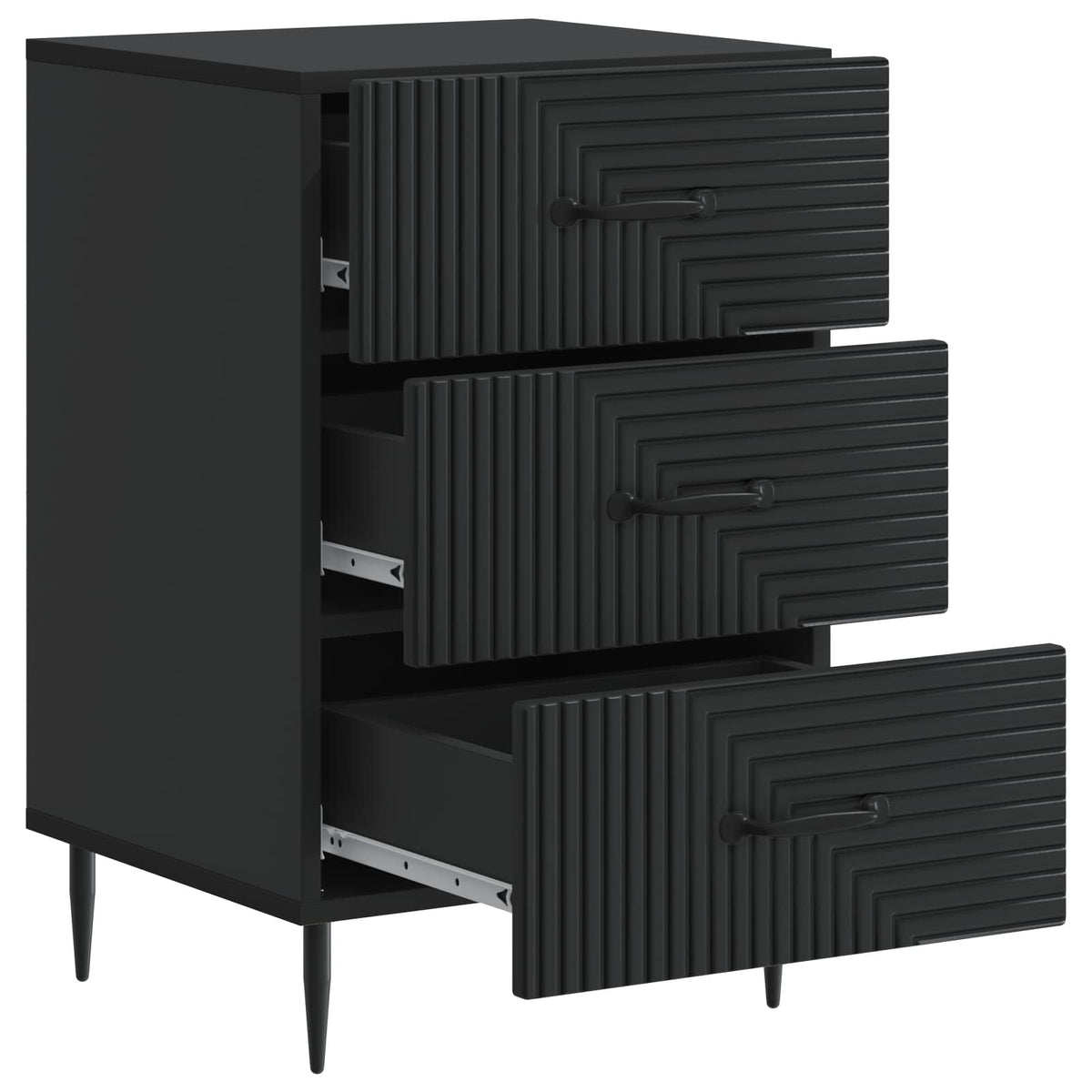 vidaXL Bedside Cabinet Black 43 x 41 x 66.5 cm Engineered Wood 4