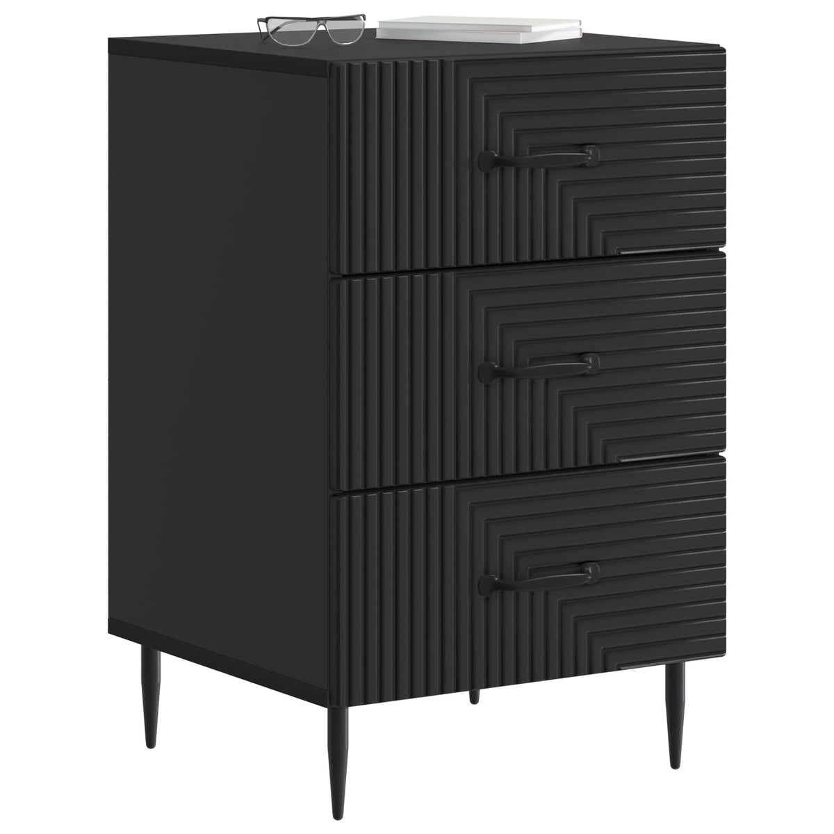 vidaXL Bedside Cabinet Black 43 x 41 x 66.5 cm Engineered Wood 3