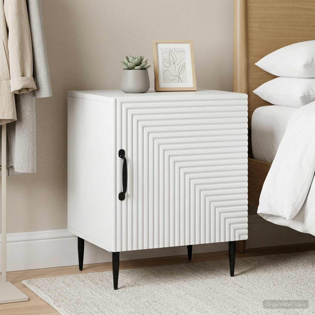 Bedside Cabinet 43 x 34.5 x 50 cm Engineered Wood White 2