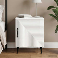 Bedside Cabinet 43 x 34.5 x 50 cm Engineered Wood High gloss white 1