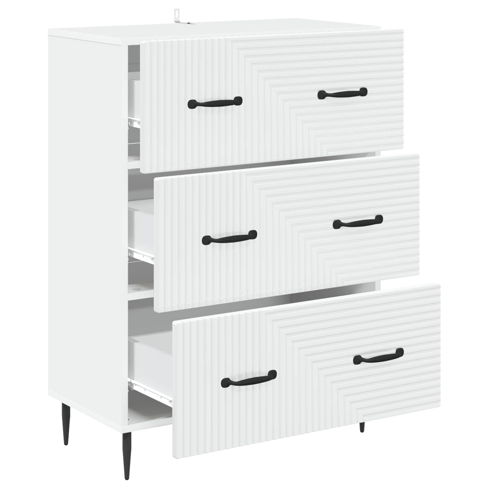 vidaXL Drawer Cabinet White 66 x 34.5 x 89.5 cm Engineered Wood 5