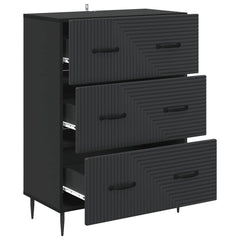 vidaXL Drawer Cabinet Black 66 x 34.5 x 89.5 cm Engineered Wood 5
