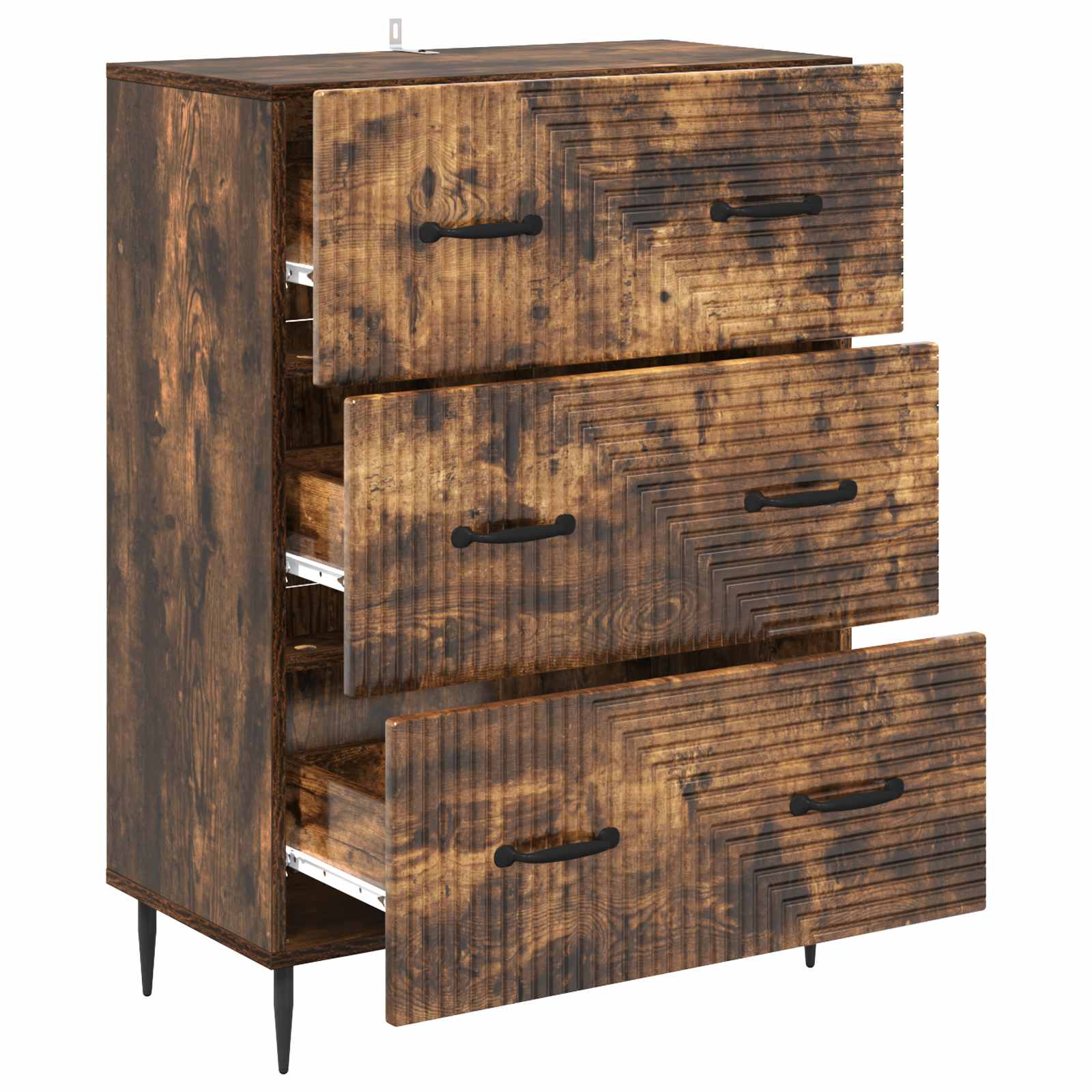 vidaXL Drawer Cabinet Smoked Oak 66 x 34.5 x 89.5 cm Engineered Wood 5