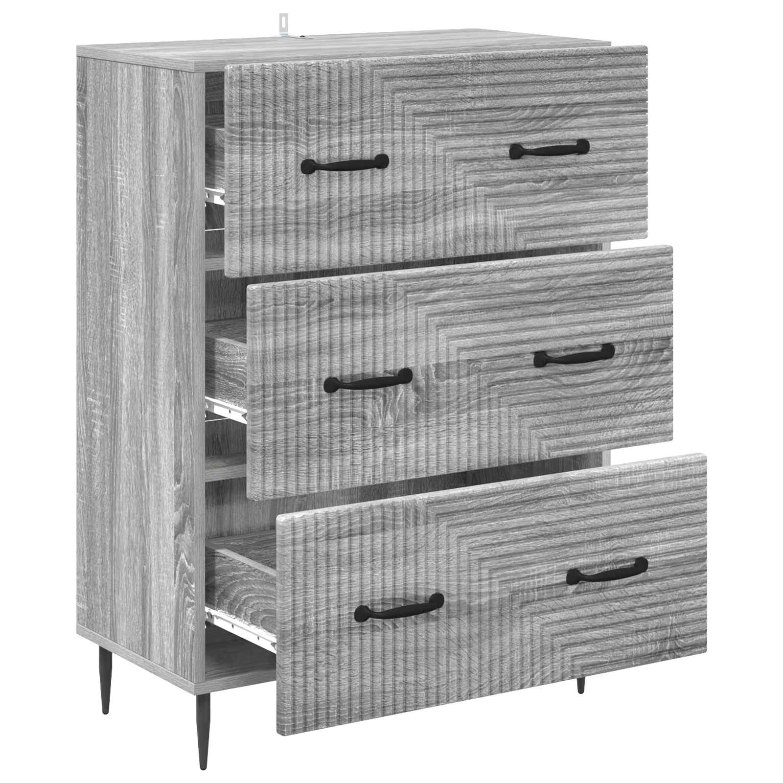 vidaXL Drawer Cabinet Grey Sonoma 66 x 34.5 x 89.5 cm Engineered Wood 5