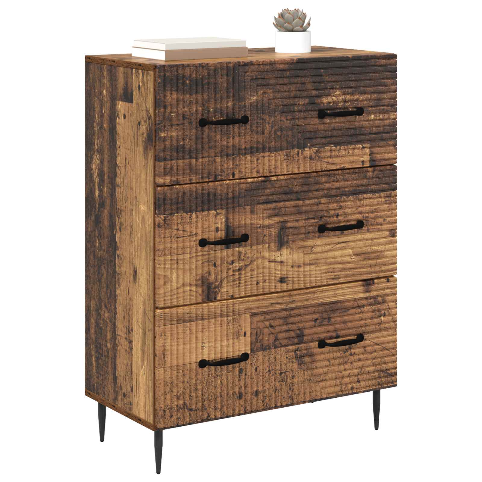 vidaXL Drawer Cabinet Old Wood 66 x 34.5 x 89.5 cm Engineered Wood 3