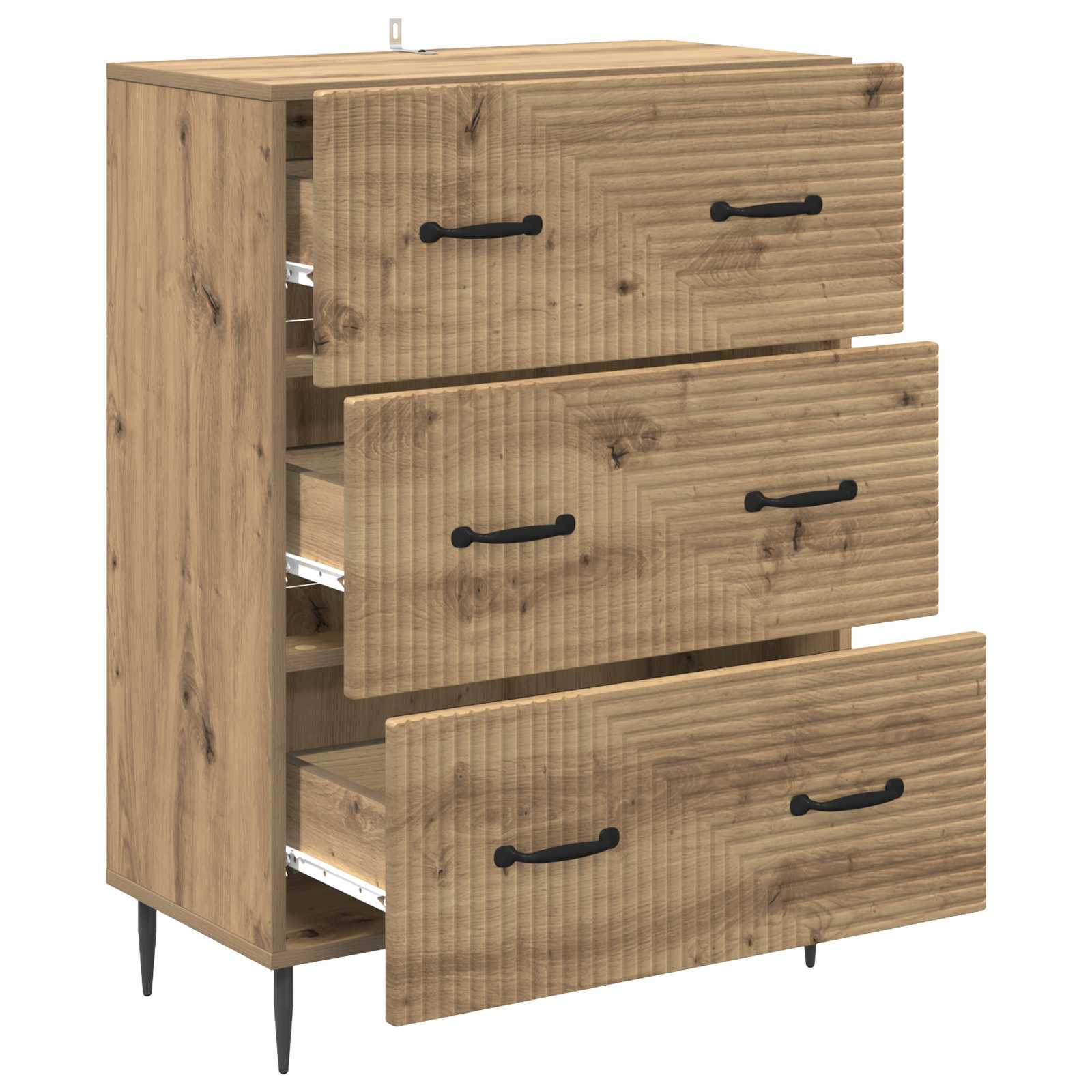 vidaXL Drawer Cabinet 66 x 34.5 x 89.5 cm Engineered Wood Artisan Oak 5