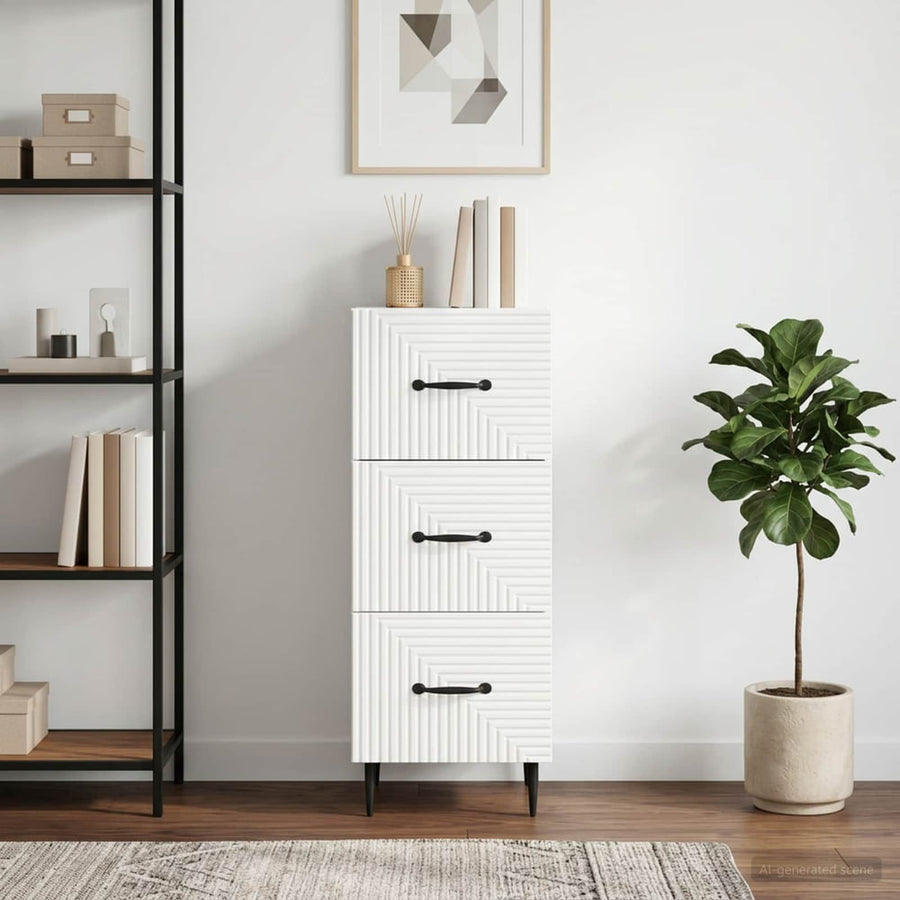 Drawer Cabinet White Engineered Wood