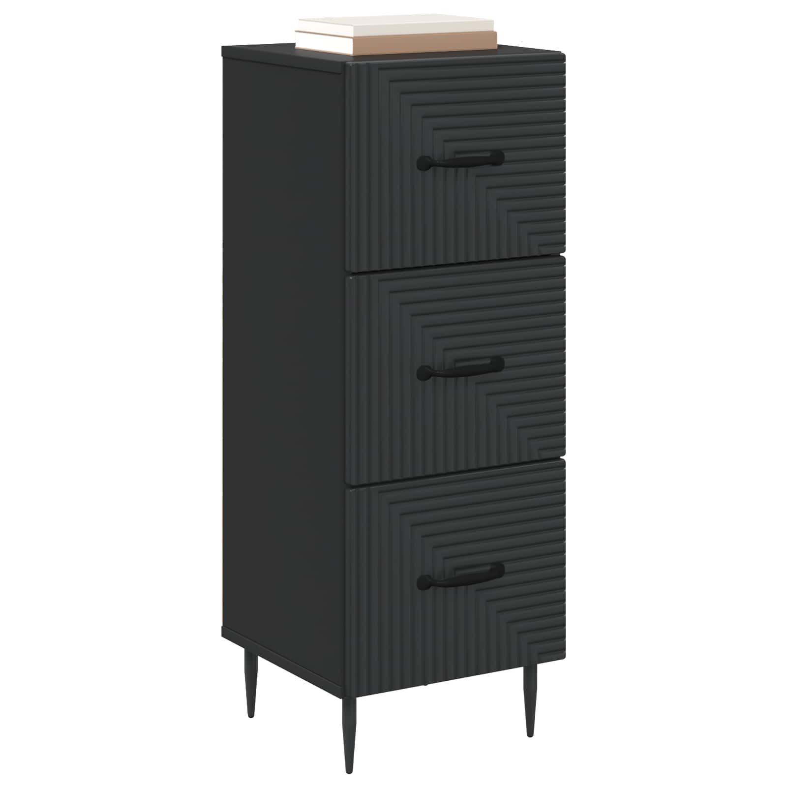 vidaXL Drawer Cabinet Black 33 x 34.5 x 89.5 cm Engineered Wood 3