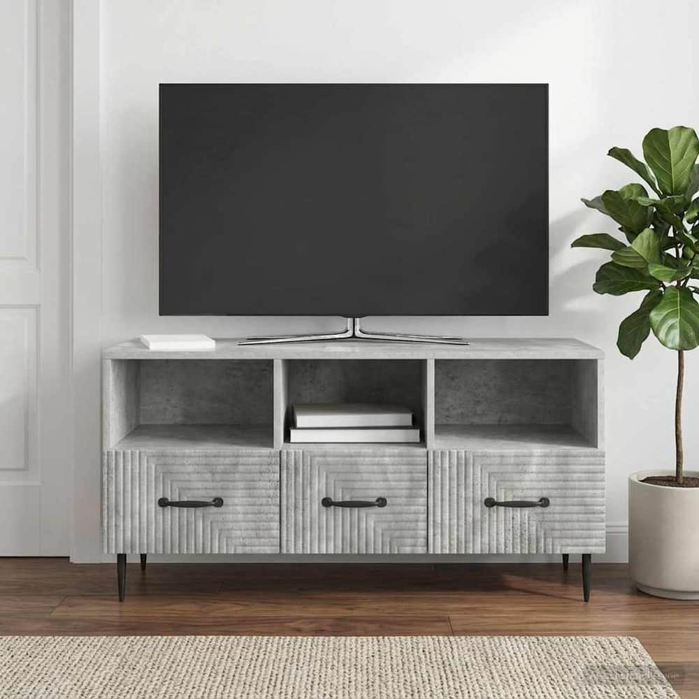 TV Cabinet 102 x 34.5 x 50 cm Engineered Wood Concrete grey