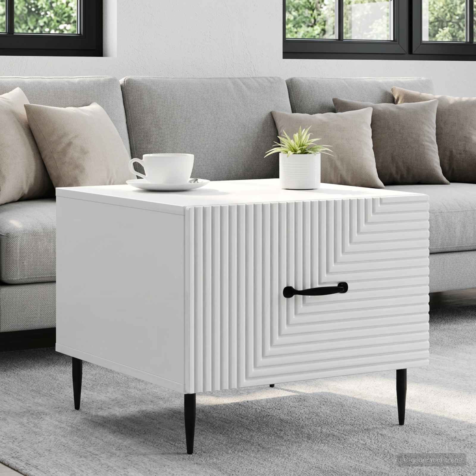 vidaXL Coffee Table High Gloss White 49 x 50 x 40 cm Engineered Wood 1