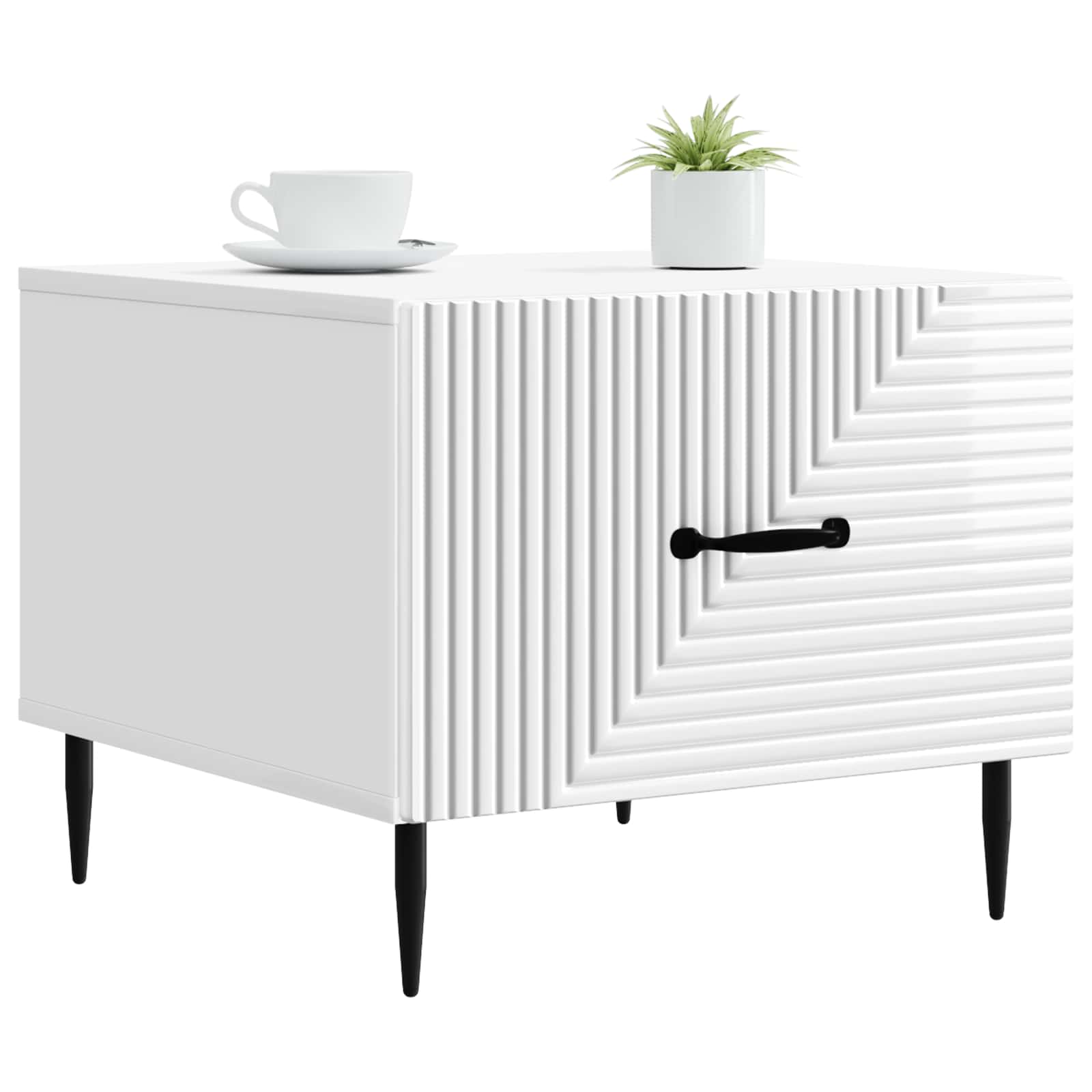 vidaXL Coffee Table High Gloss White 49 x 50 x 40 cm Engineered Wood 3