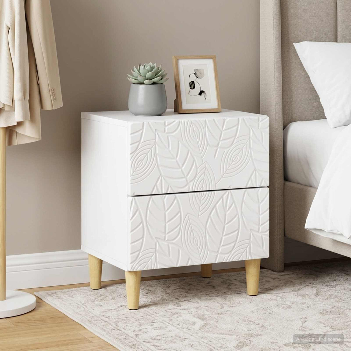 vidaXL Bedside Table 2 pcs High Gloss White 43 x 34.5 x 48 cm 1