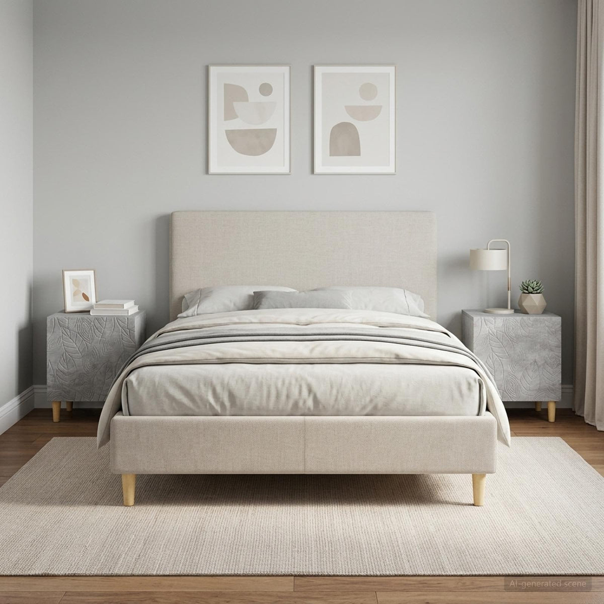 Bedside Table 43 x 34.5 x 50 cm Engineered Wood Concrete grey 2