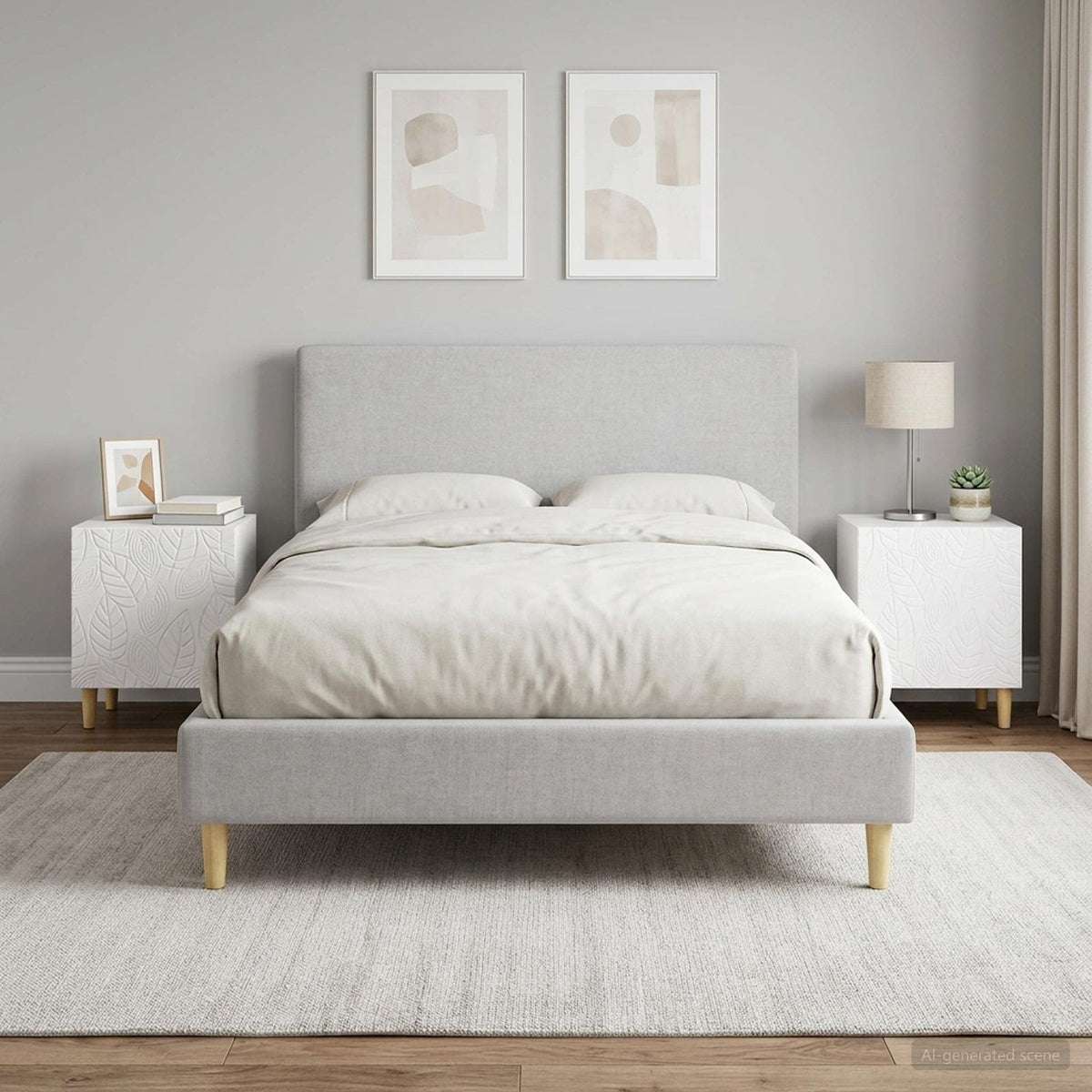 Bedside Table 43 x 34.5 x 50 cm Engineered Wood High gloss white 2