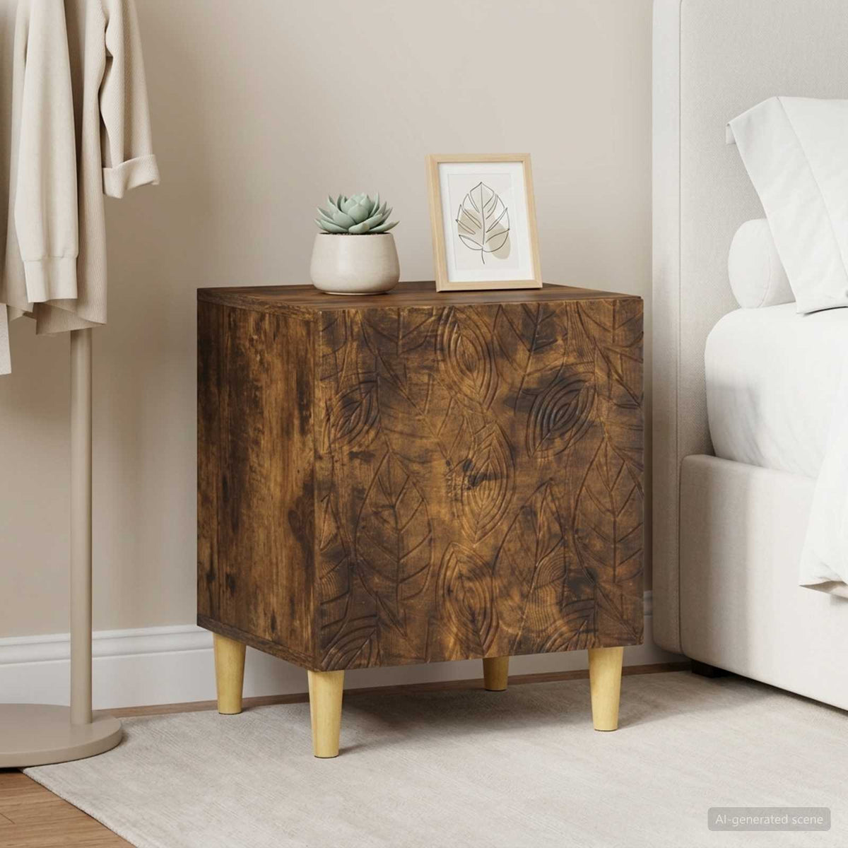 Bedside Table 43 x 34.5 x 50 cm Engineered Wood Smoked oak 2