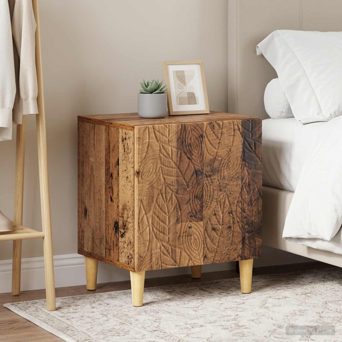 Bedside Table 43 x 34.5 x 50 cm Engineered Wood Old wood 2